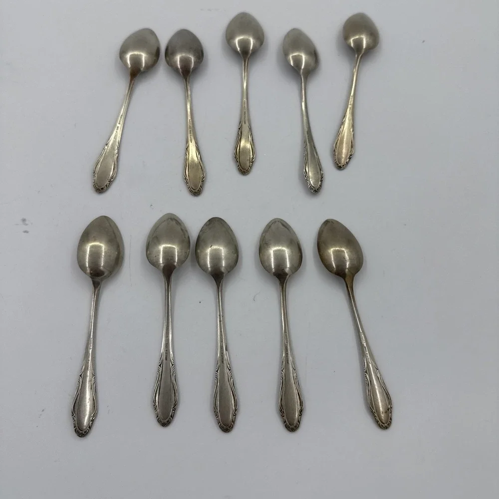 Silvia Made In Germany Vintage Silver plated Small Tea Spoons Set Of 10